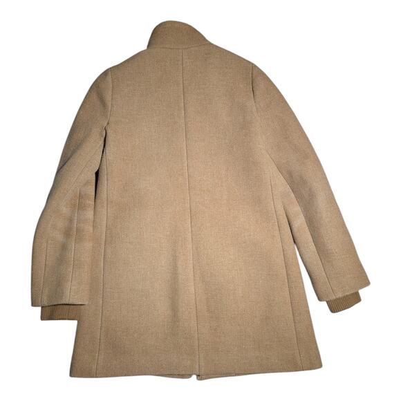 J. Crew Camel Tan Italian Stadium Cloth Wool Blend Full Zip Lodge Coat Sz 2 - Picture 2 of 7